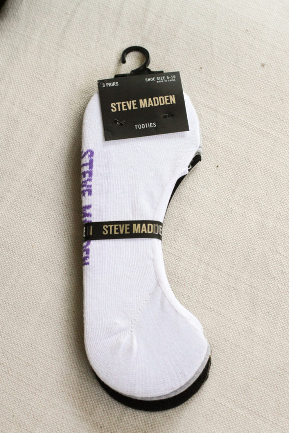 Three pairs of invisible socks by Steve Madden.