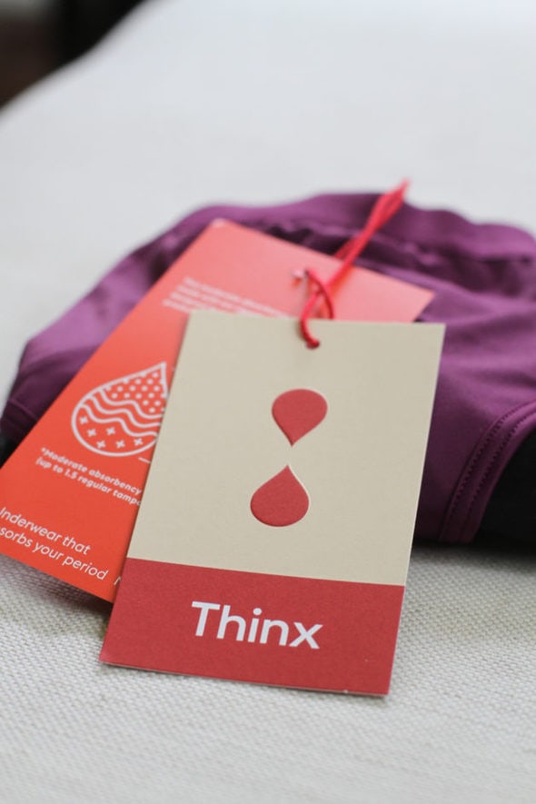 Two Thinx period panties tags.