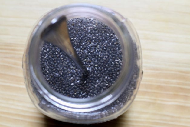 Chia seeds soaked into a gel.