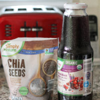 Chia seeds and antioxidant juice from Aldi.