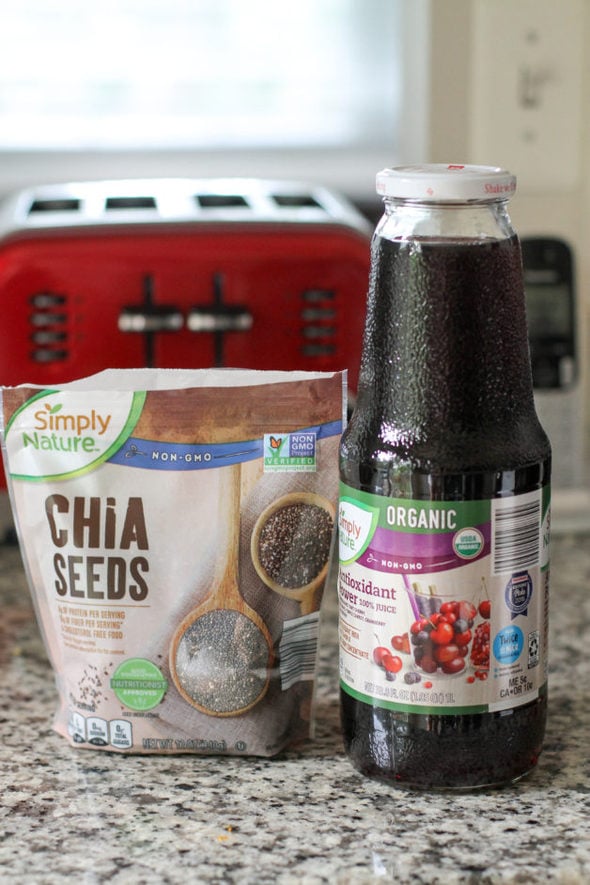 Chia seeds and antioxidant juice from Aldi.