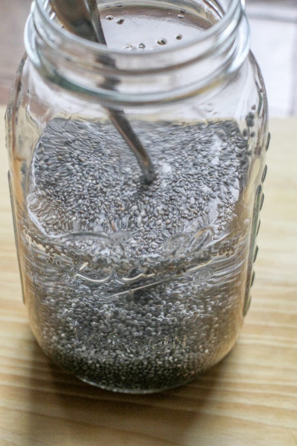 Chia seeds mixed with water.