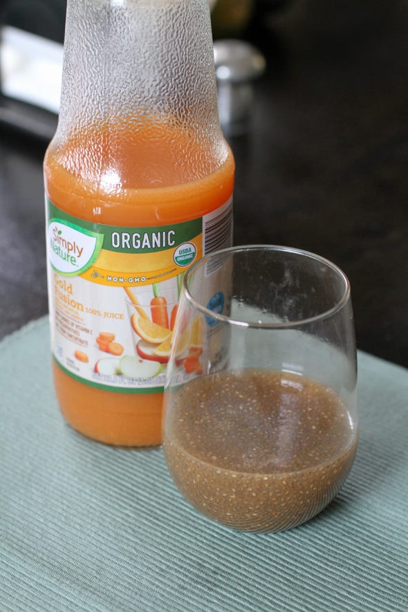 Orange homemade chia drink.