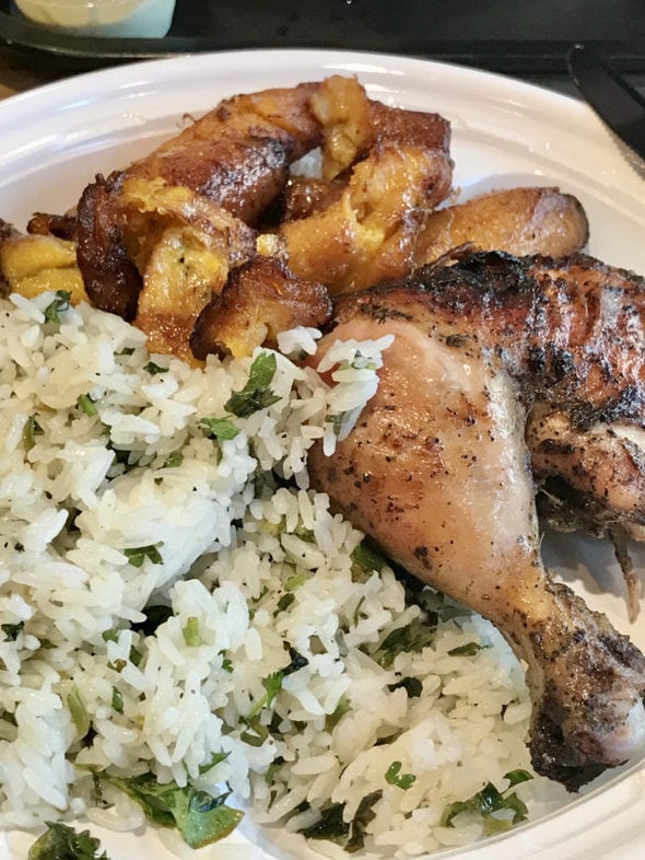 Peruvian chicken and rice.