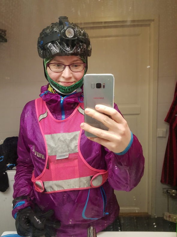 Kaisa wearing biking gear.