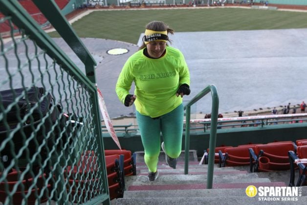 Barrie running up stairs.