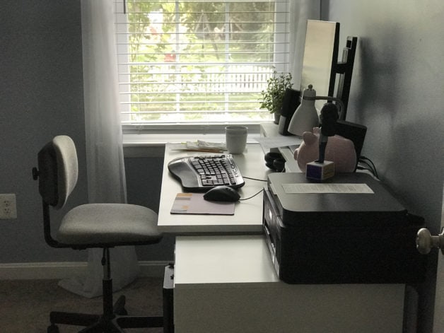 Kristen's desk next to a window.