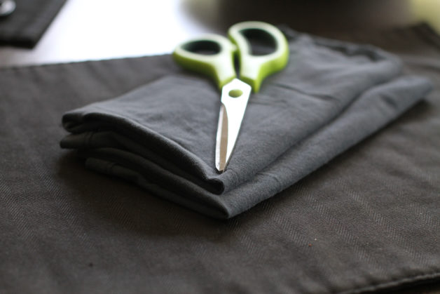 Two navy blue t-shirt rags.