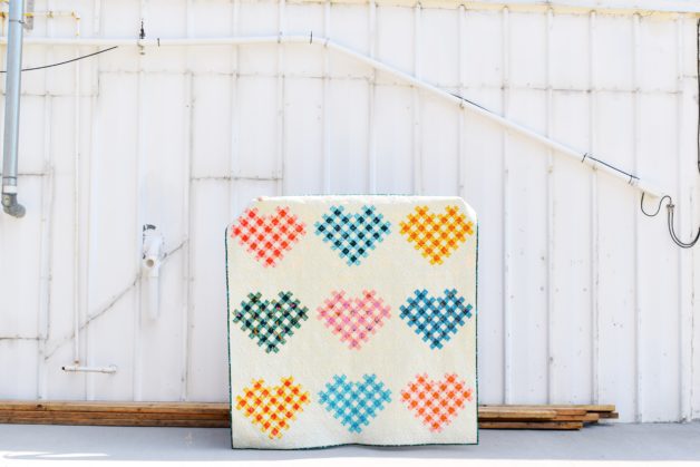 A series of quilted hearts.