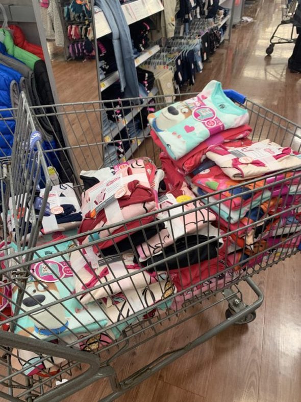 A cart full of pajamas.