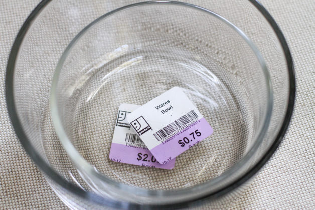 Two glass Pyrex containers with Goodwill stickers.