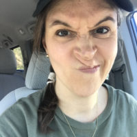 Kristen, making a twisted-up facial expression.