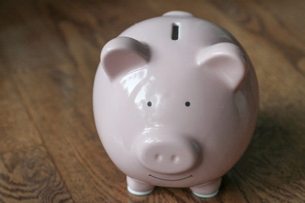 A pink piggy bank.