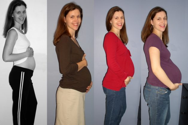 Four photos of Kristen, pregnant with Zoe.