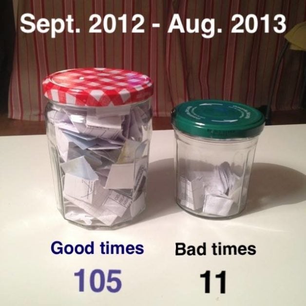 A good and bad times jar.