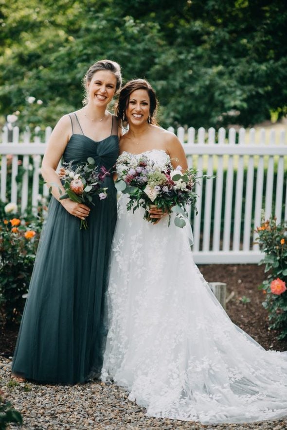 Kristen and her sister-in-law, in wedding garb.