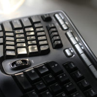 Black ergonomic keyboard.