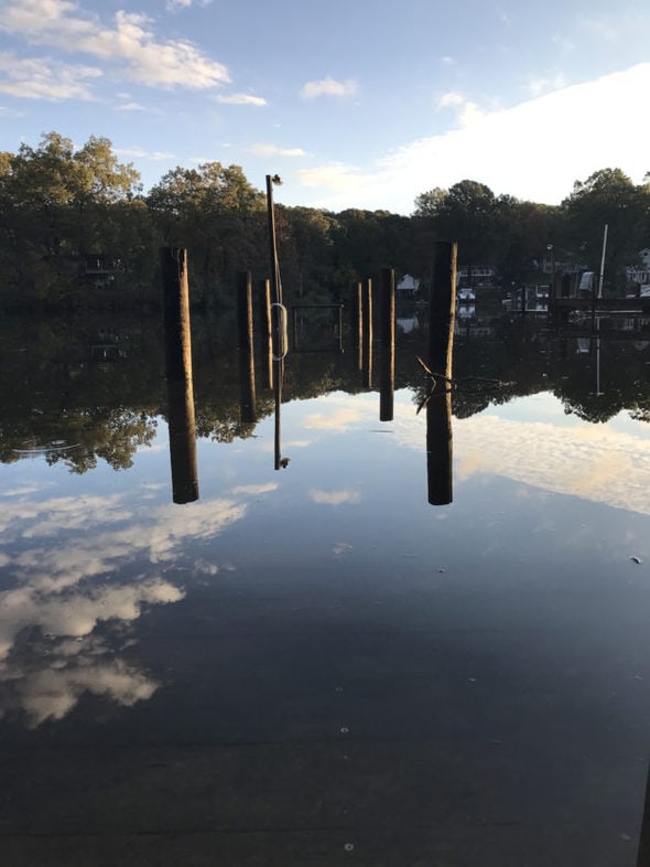 A pier that is underwater.