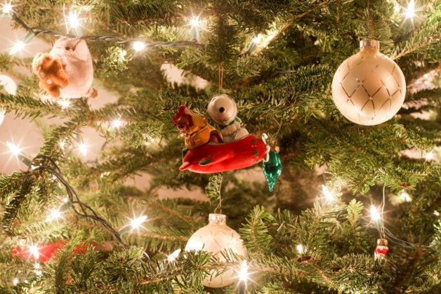 A Snoopy Christmas ornament.