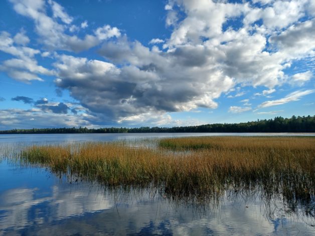 Duck Lake under blue skies.