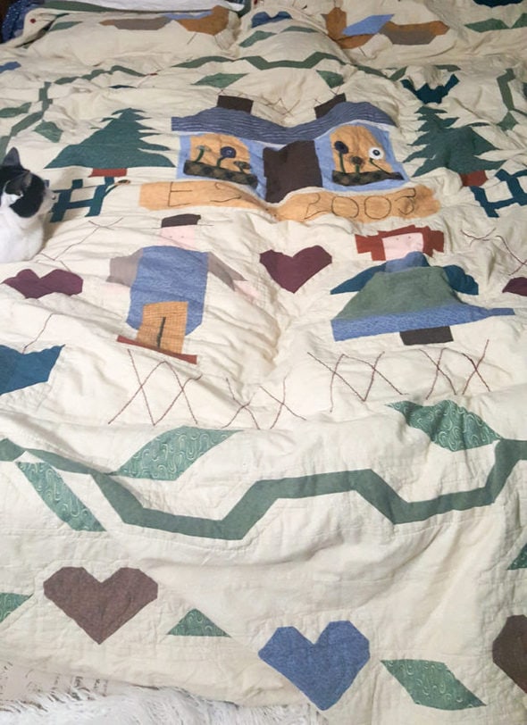 a handmade king quilt.