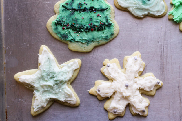 Frosted Christmas cookies.