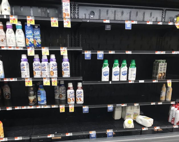 empty grocery shelves.