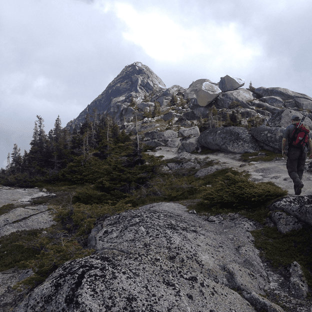 Needle Peak under cloudy skies.