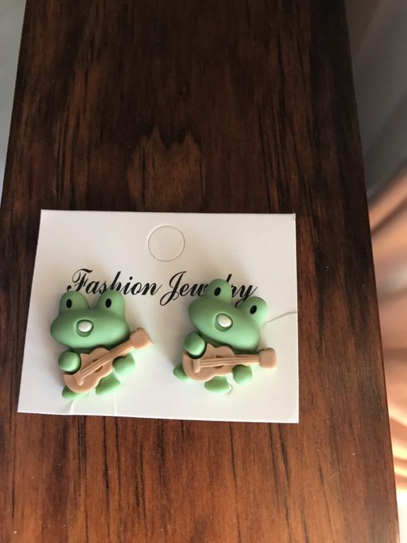 frog earrings.