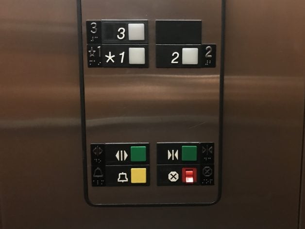 An elevator control panel.