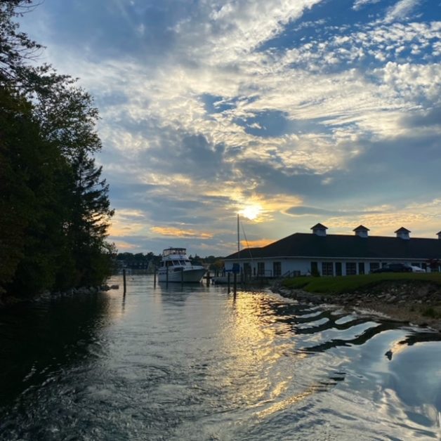 Sunset over a body of water.