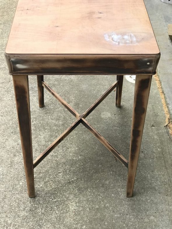 A table with wood filler.