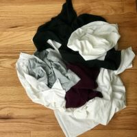 A pile of knit cleaning rags.