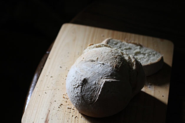 small round loaf of bread.