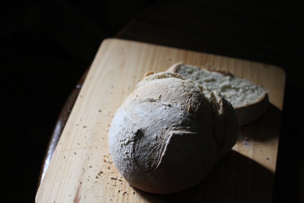 small round loaf of bread.