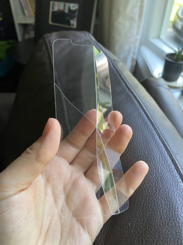 cracked glass screen protector.