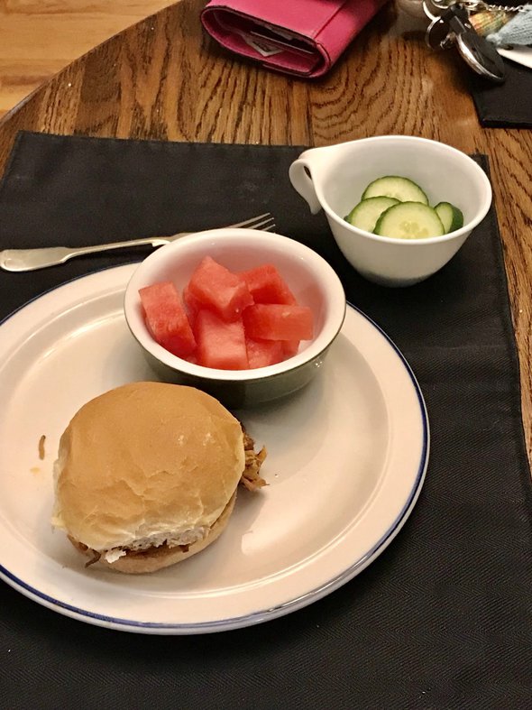 Pulled pork on a plate.