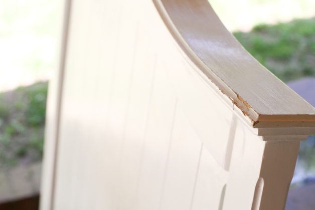 chipped headboard.