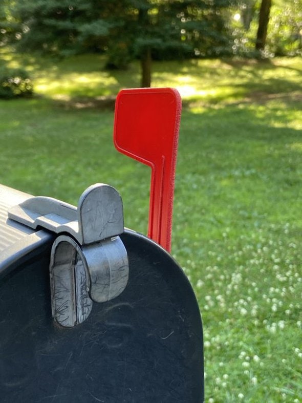 red mailbox flag.