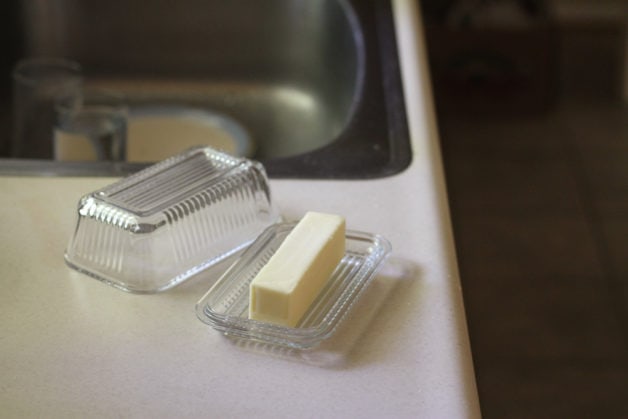 glass butter dish.