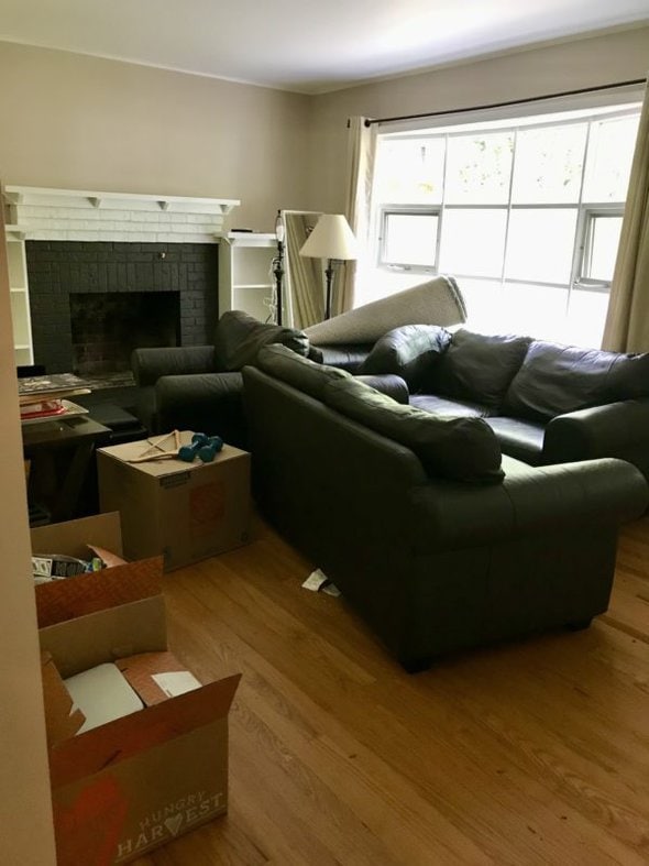 A living room just after moving in.