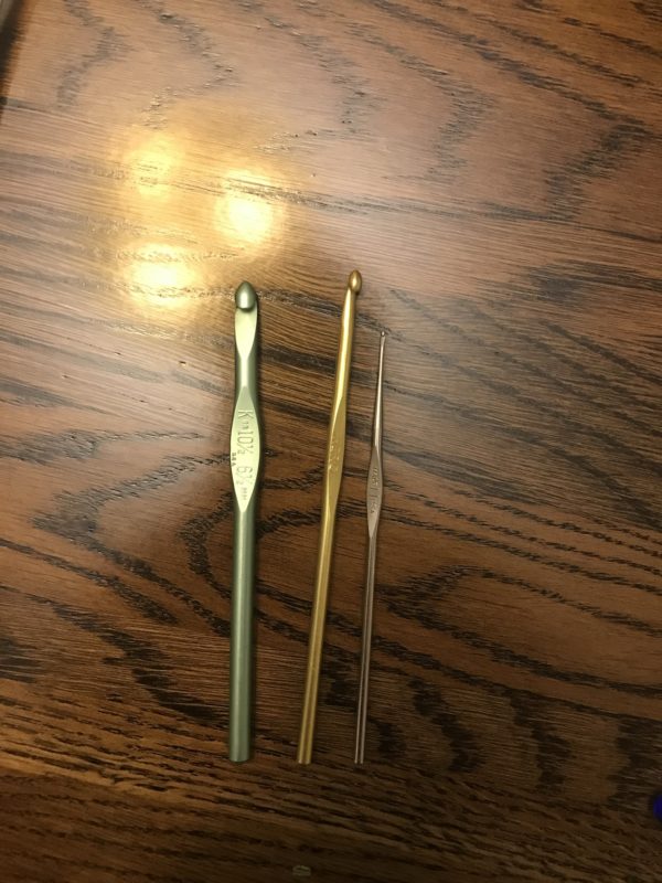 three crochet hooks.