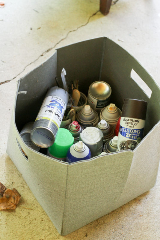 bin of spray paint.