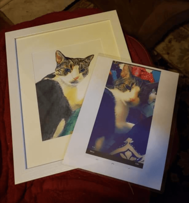 a watercolor cat portrait.