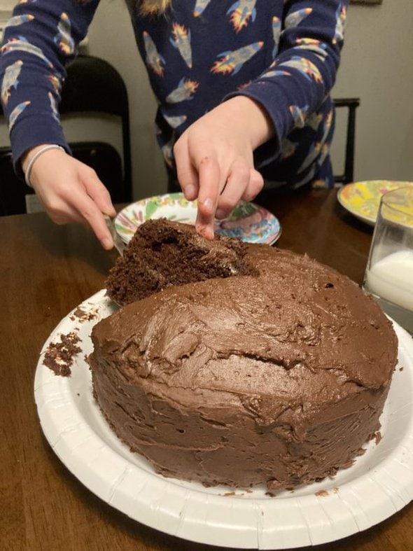 homemade chocolate cake.