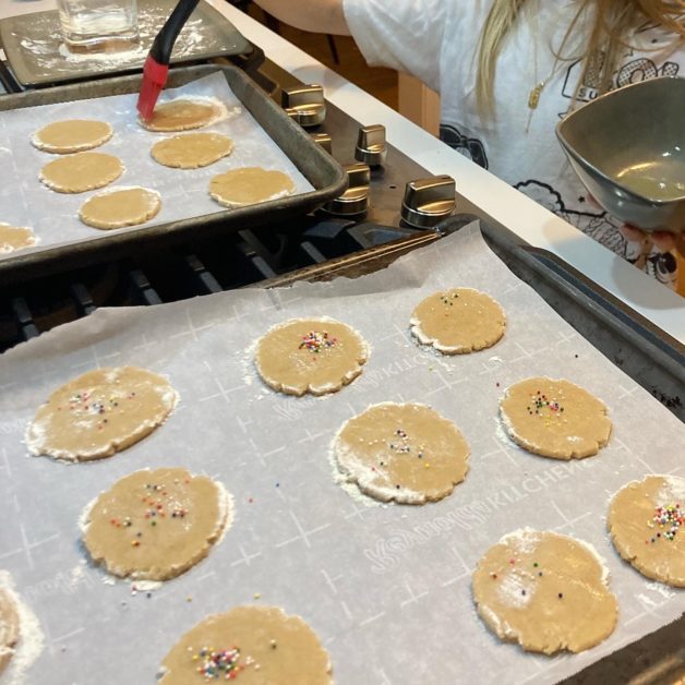 cookies on baking sheets.