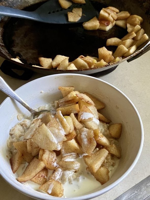 sauteed apples on oatmeal.