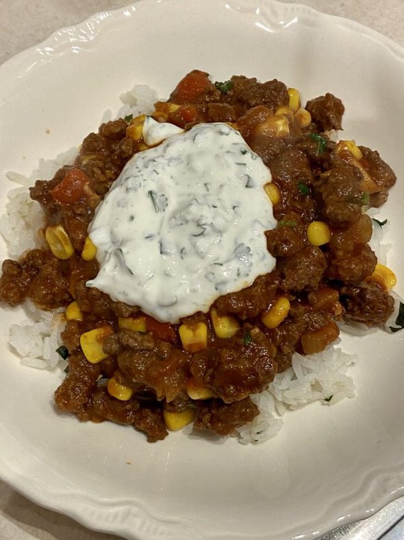 chili over rice.