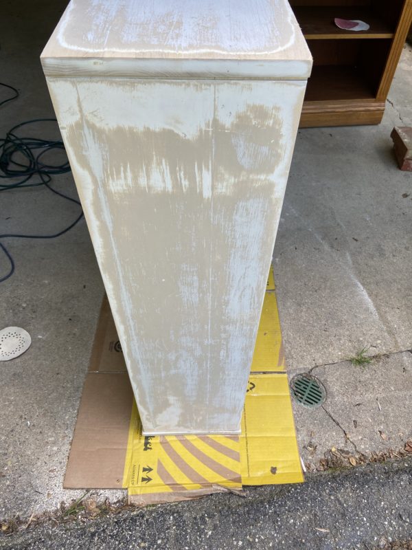 sanded bookshelf.