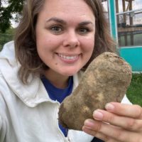 Lindsay with a potato.